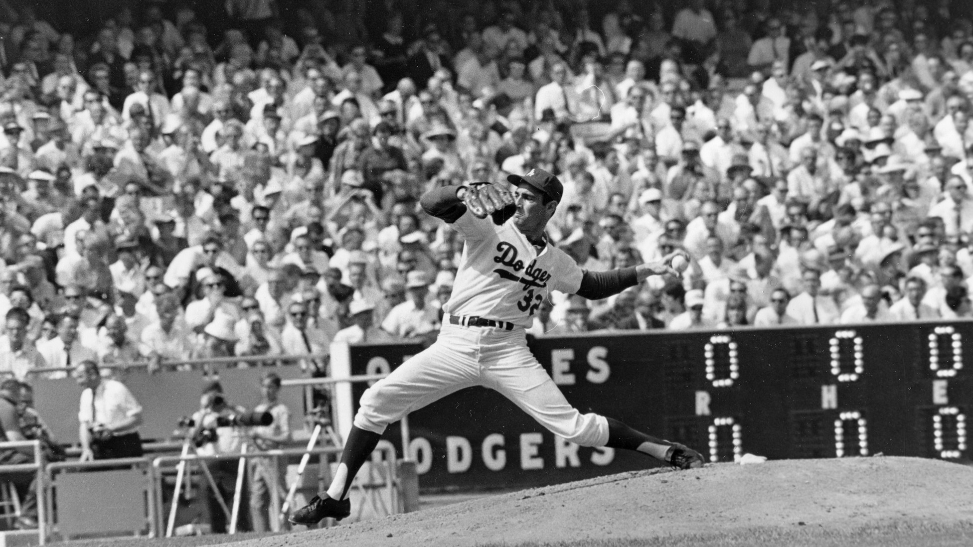 Sandy Koufax Throwing A Pitch by Bettmann